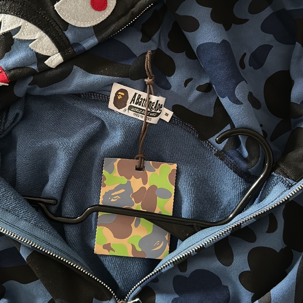 Bape Blue and Black Camo Bomber Jacket
